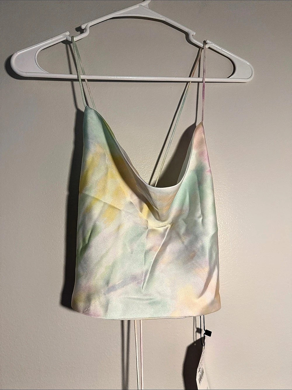 Zara Abstract Cowl Neck Camisole in Green & Pink Size Small NWT